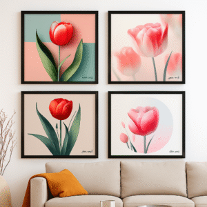 Tulip Dreams – Premium Square Wall Art Set